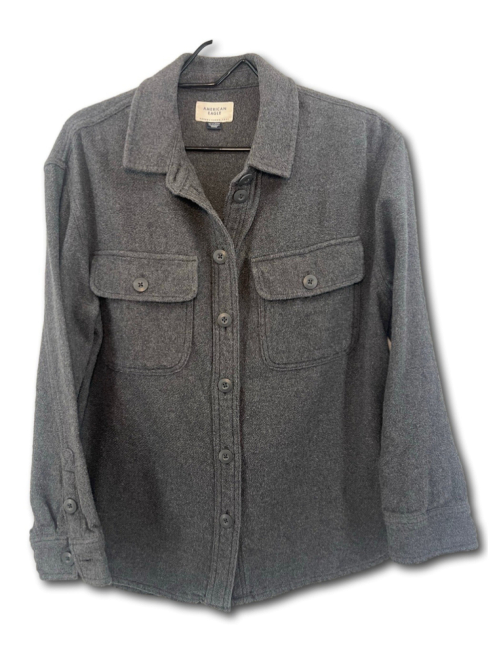 American Eagle Oversized Fleece Love Shacket Gray Women's Size XS Warm